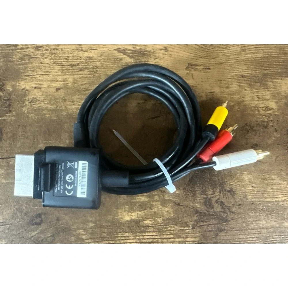 Microsoft Xbox 360 Slim RCA Composite OEM AV Cable Replacement Video Cord Tested